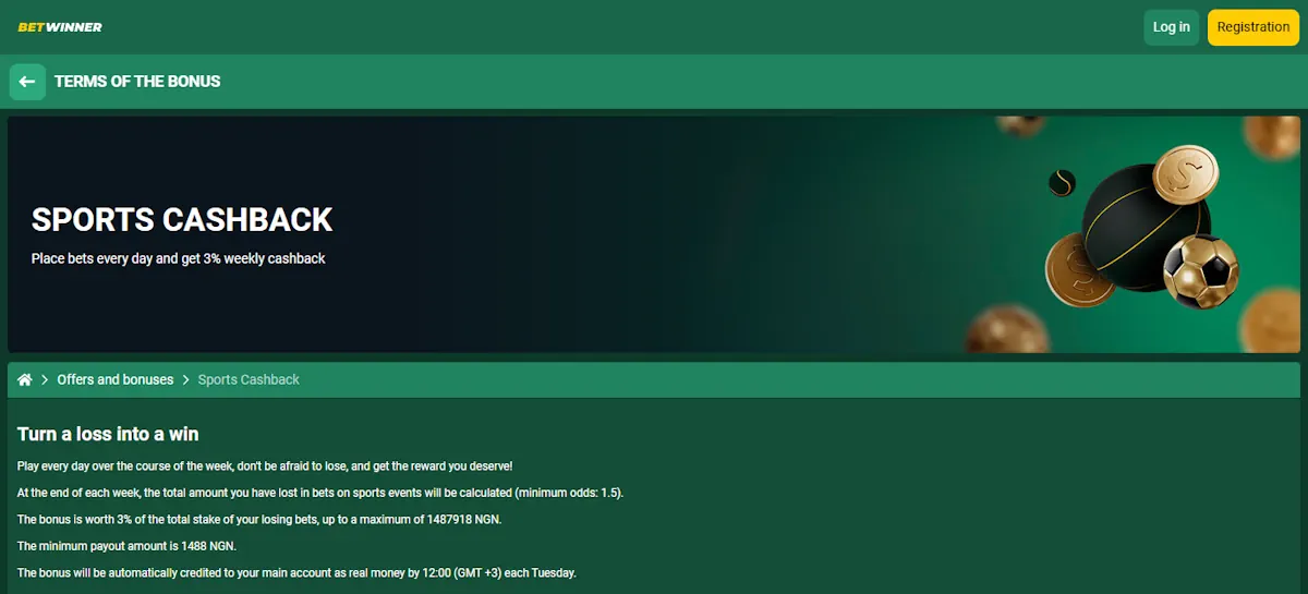 Betwinner Sports Cashback Screenshot